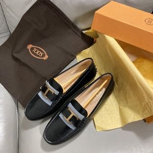 Tod's Black and Gray Loafers
